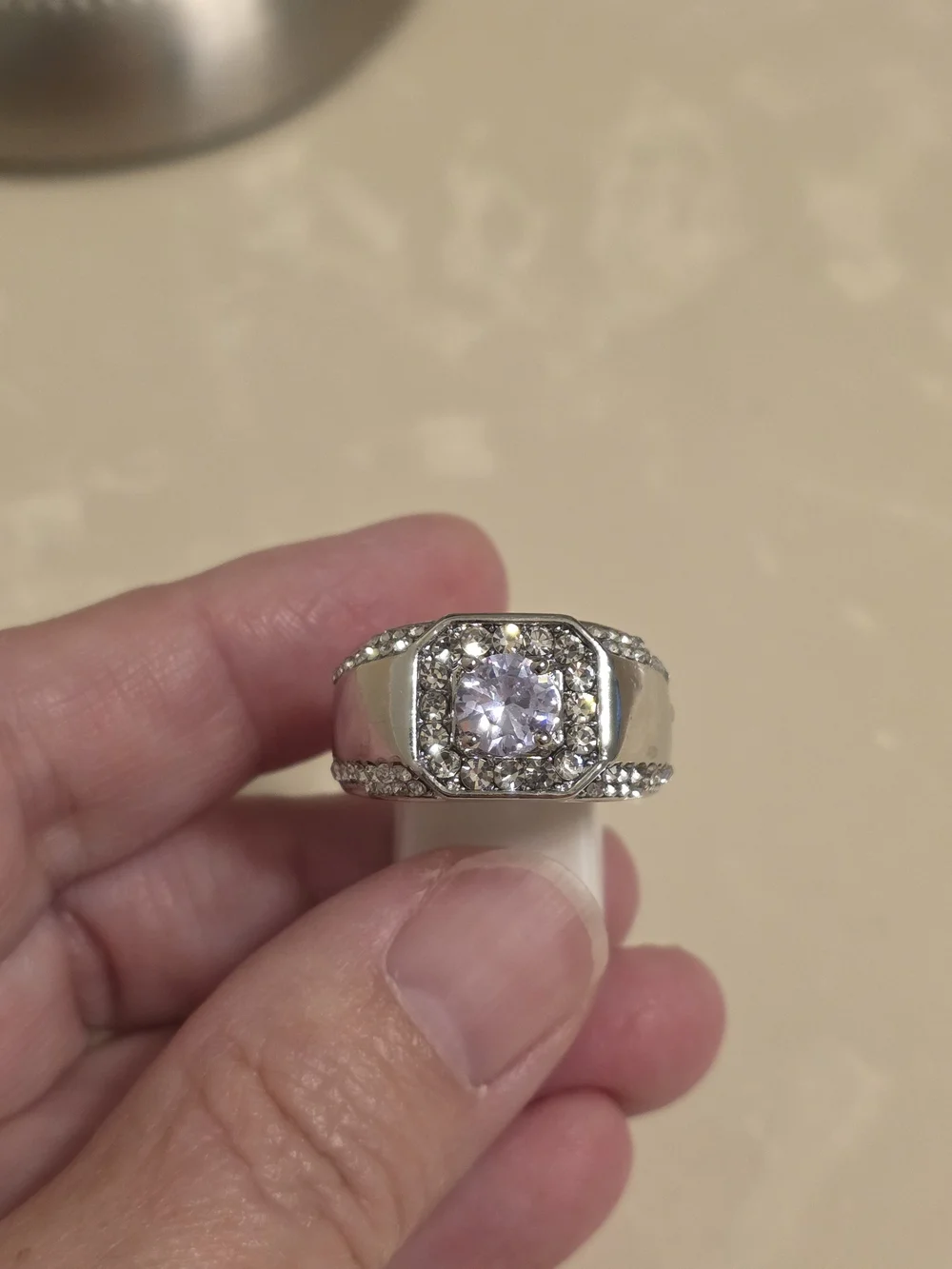 Men's Silver and CZ Ring Size 10